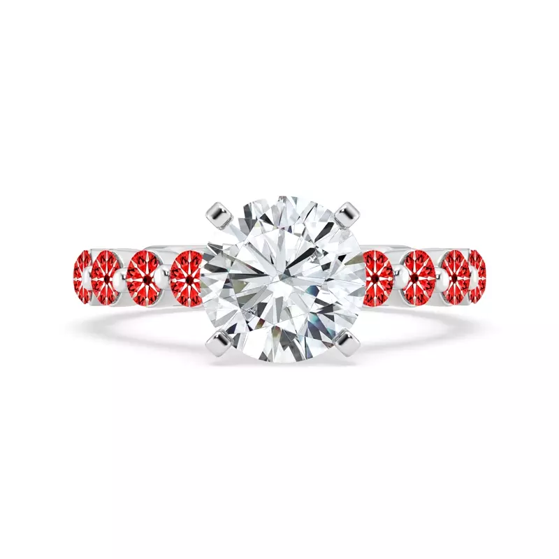 14K White Gold Tradition Hidden Halo Pavé Shared Prong Cathedral Engagement Ring (1.05ct. tw.)