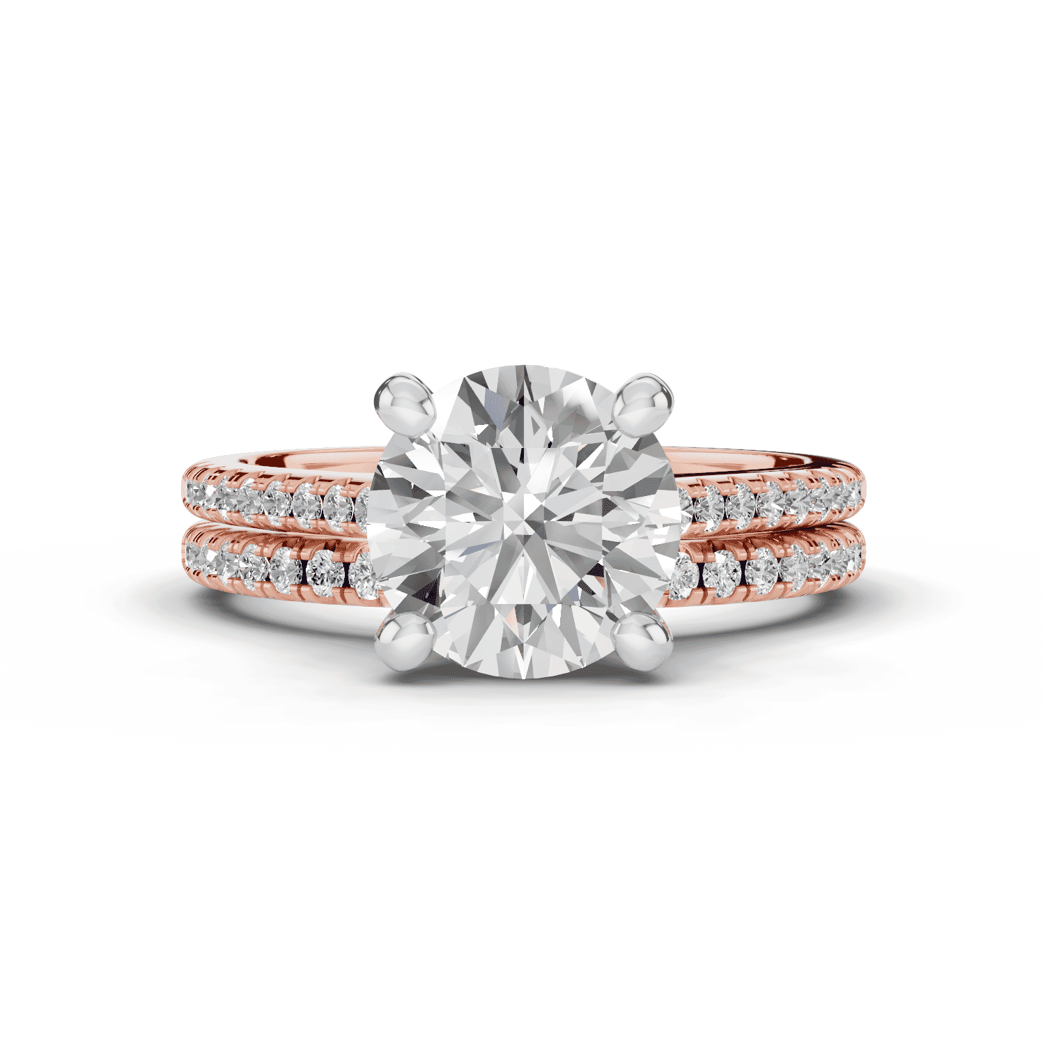 14K Rose Gold Tradition Pavé Cathedral Engagement Ring (.15ct. tw.)