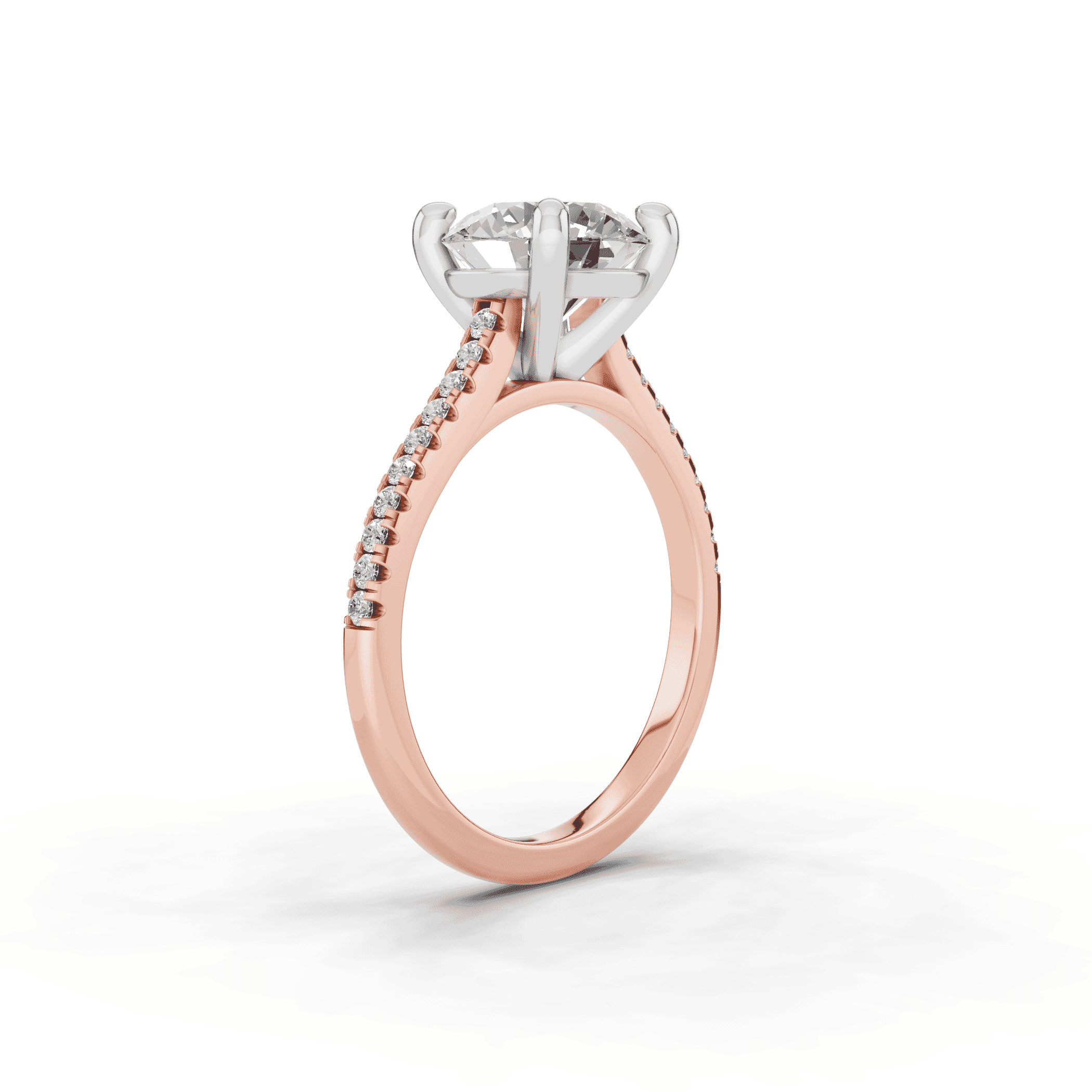 14K Rose Gold Tradition Pavé Cathedral Engagement Ring (.15ct. tw.)