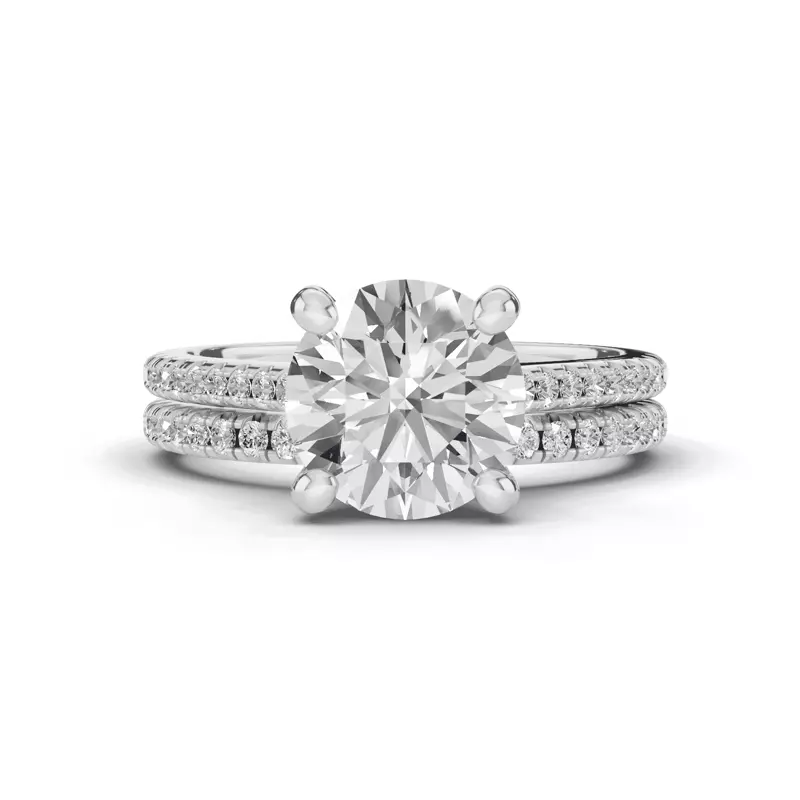 14K White Gold Tradition Pavé Cathedral Engagement Ring (.15ct. tw.)