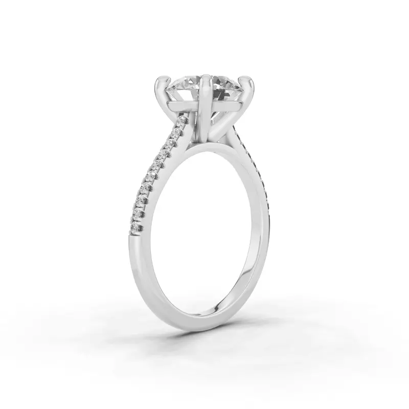 14K White Gold Tradition Pavé Cathedral Engagement Ring (.15ct. tw.)