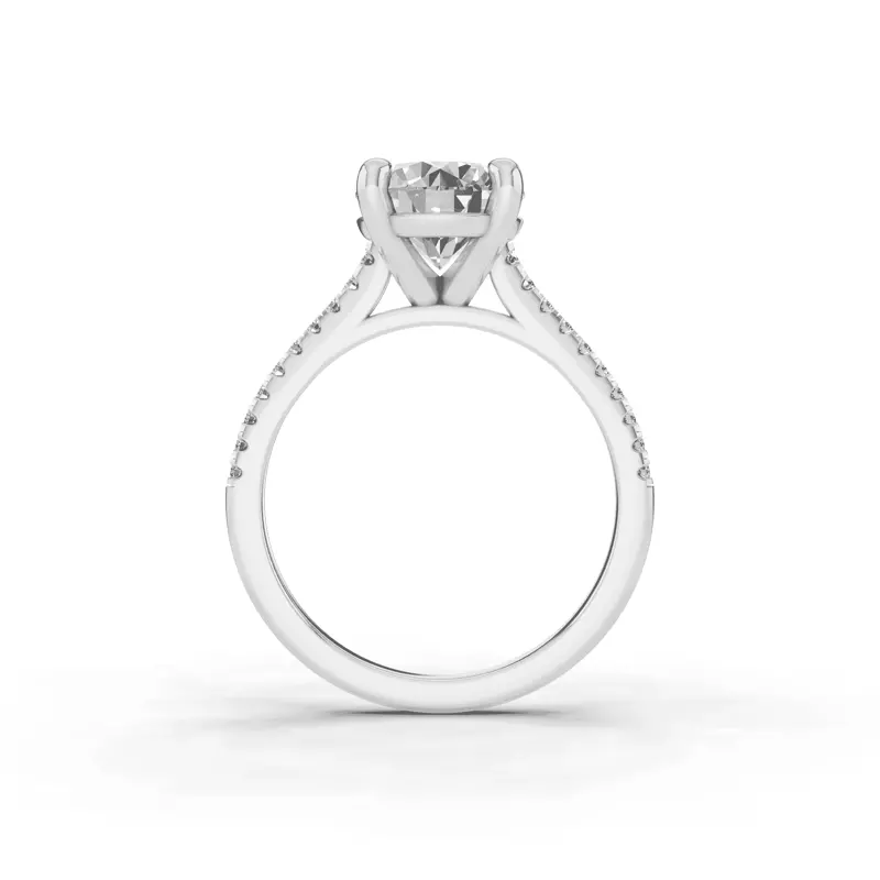 14K White Gold Tradition Pavé Cathedral Engagement Ring (.15ct. tw.)