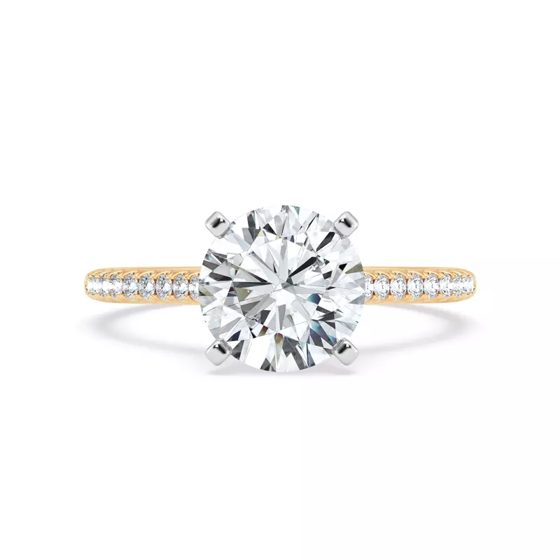 14K Yellow Gold Signature Hearts & Arrows Classic Pavé Cathedral Engagement Ring (.15ct. tw.)