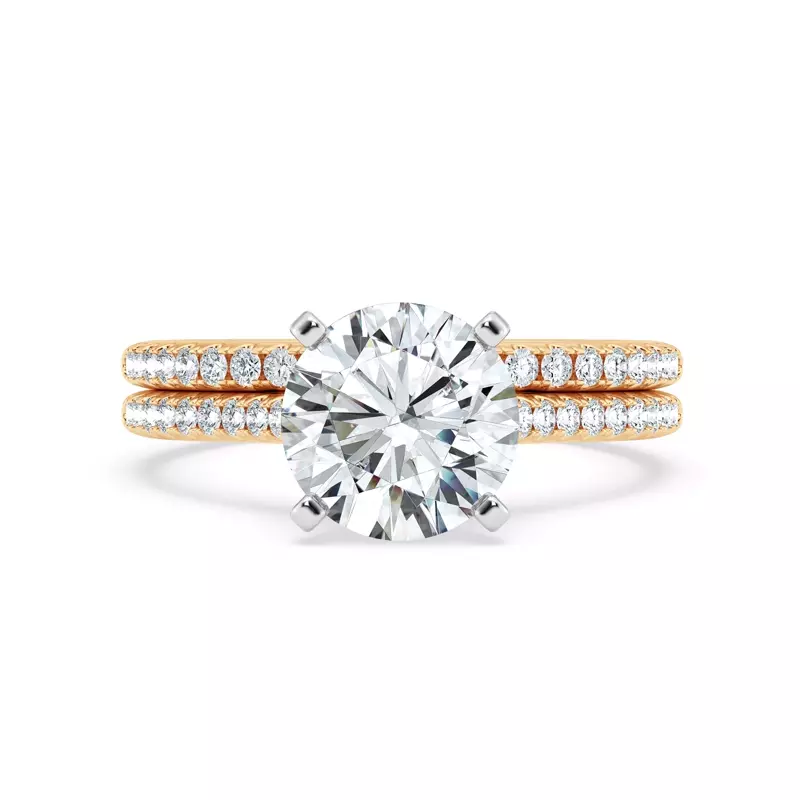 14K Yellow Gold Signature Hearts & Arrows Classic Pavé Cathedral Engagement Ring (.15ct. tw.)