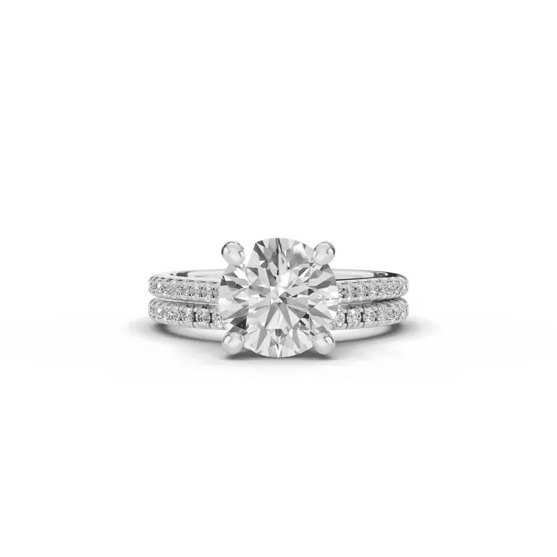 Platinum Signature Hearts & Arrows Classic Pavé Cathedral Engagement Ring (.15ct. tw.)