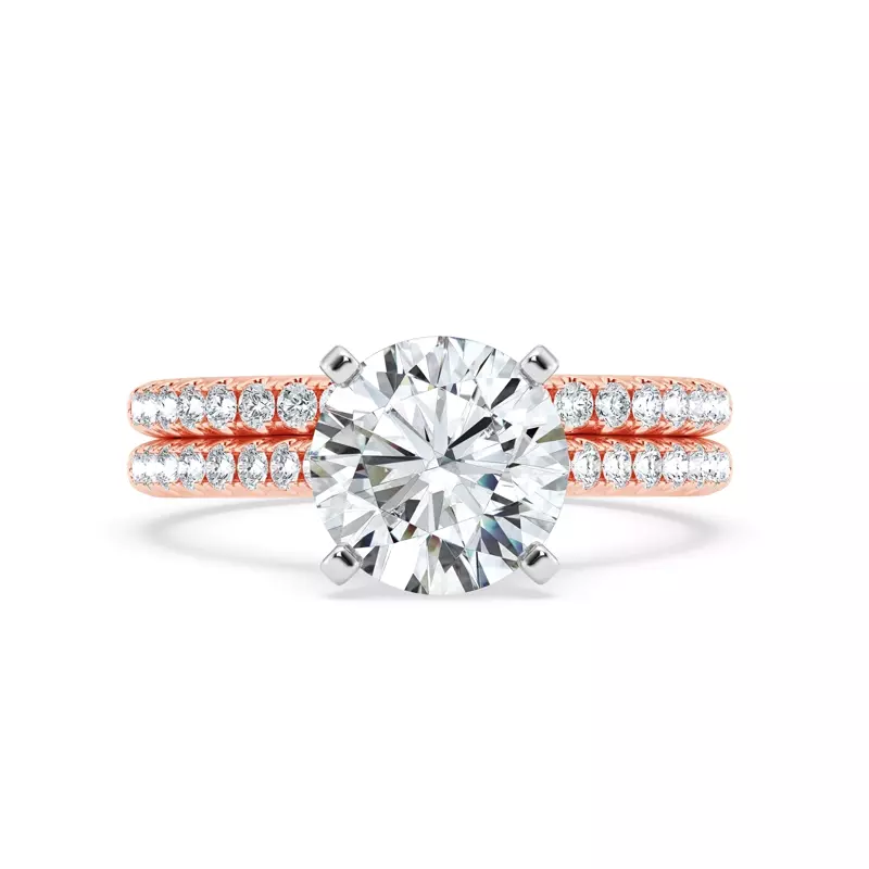 14K Rose Gold Tradition Pavé Cathedral Engagement Ring (1/5ct. tw.)