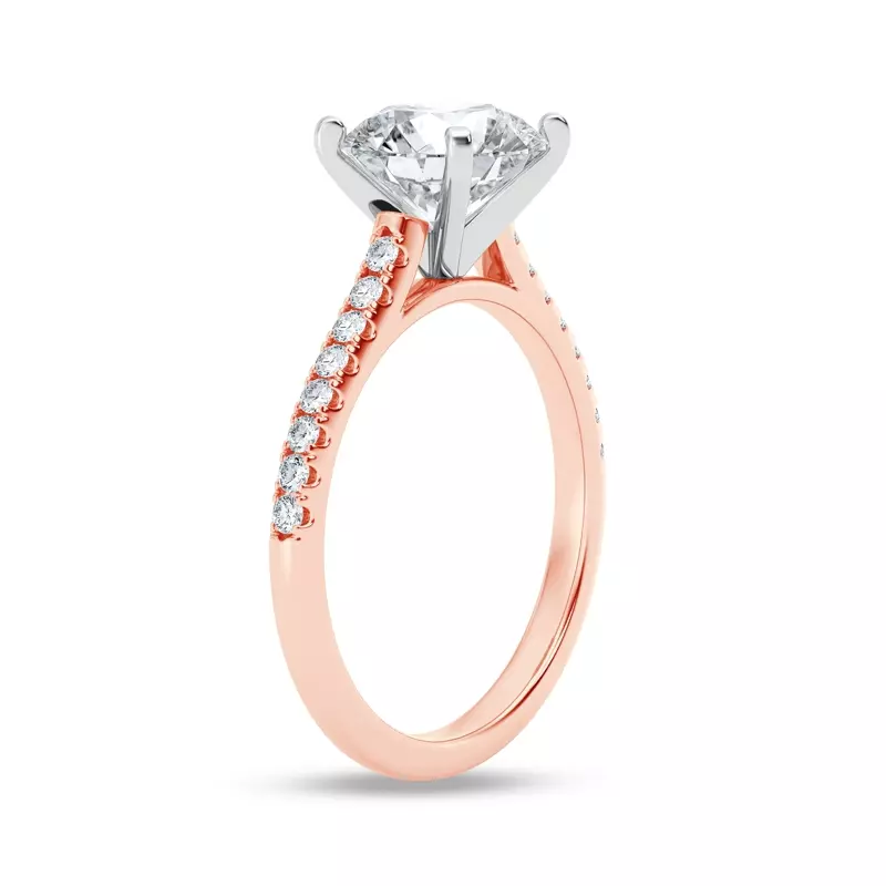 14K Rose Gold Tradition Pavé Cathedral Engagement Ring (1/5ct. tw.)
