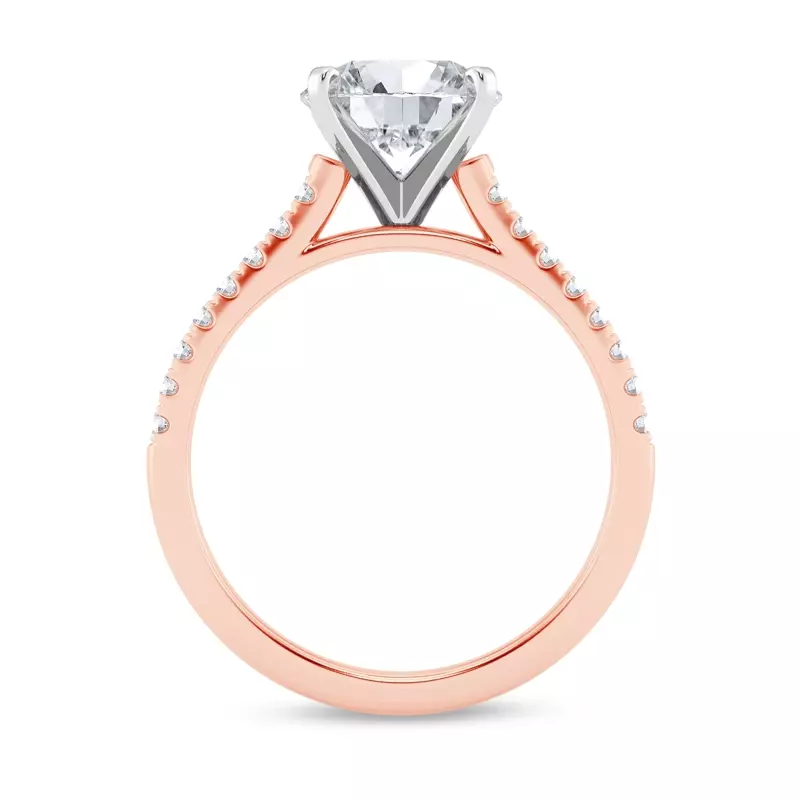 14K Rose Gold Tradition Pavé Cathedral Engagement Ring (1/5ct. tw.)