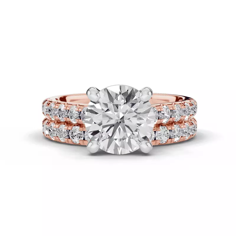 14K Rose Gold Tradition Pavé Cathedral Engagement Ring (.45ct. tw.)