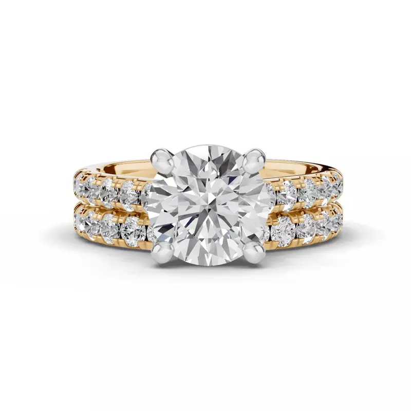 14K Yellow Gold Tradition Pavé Cathedral Engagement Ring (.45ct. tw.)