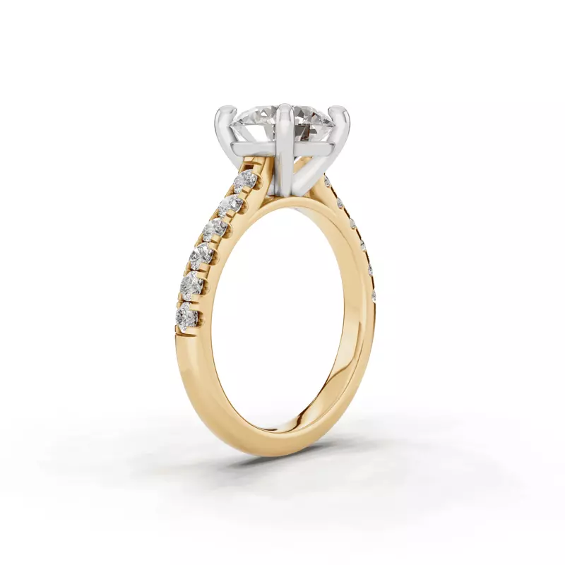 14K Yellow Gold Tradition Pavé Cathedral Engagement Ring (.45ct. tw.)