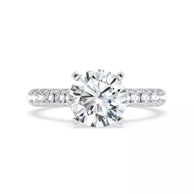 14K White Gold Signature Hearts & Arrows Classic Pavé Cathedral Engagement Ring (.45ct. tw.)