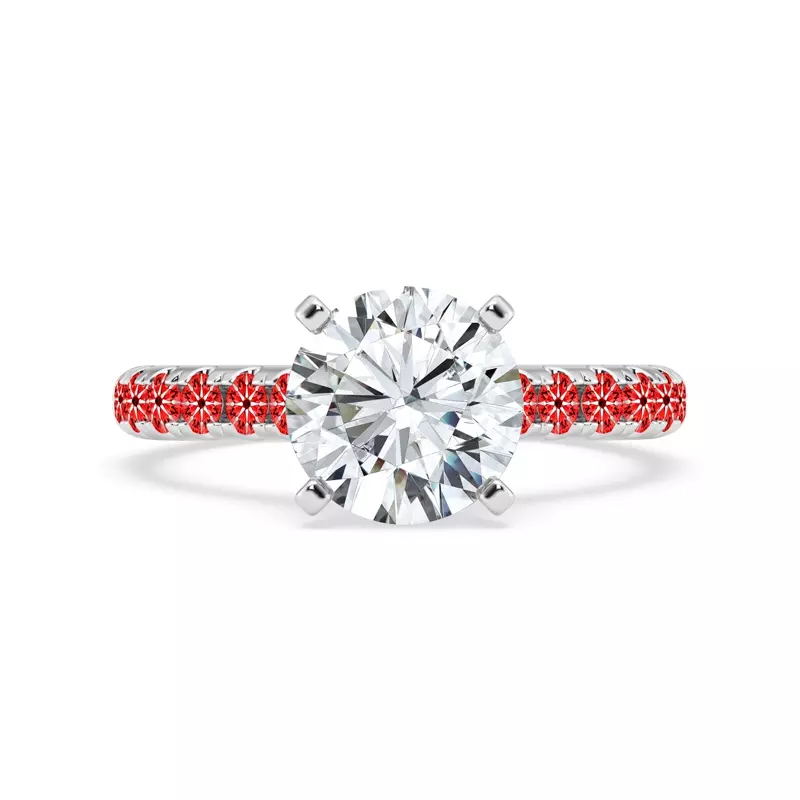 14K White Gold Signature Hearts & Arrows Classic Pavé Cathedral Engagement Ring (.45ct. tw.)