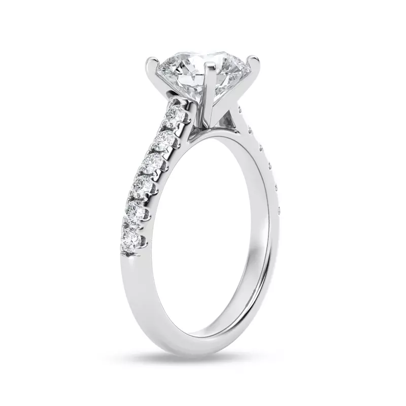 14K White Gold Signature Hearts & Arrows Classic Pavé Cathedral Engagement Ring (.45ct. tw.)