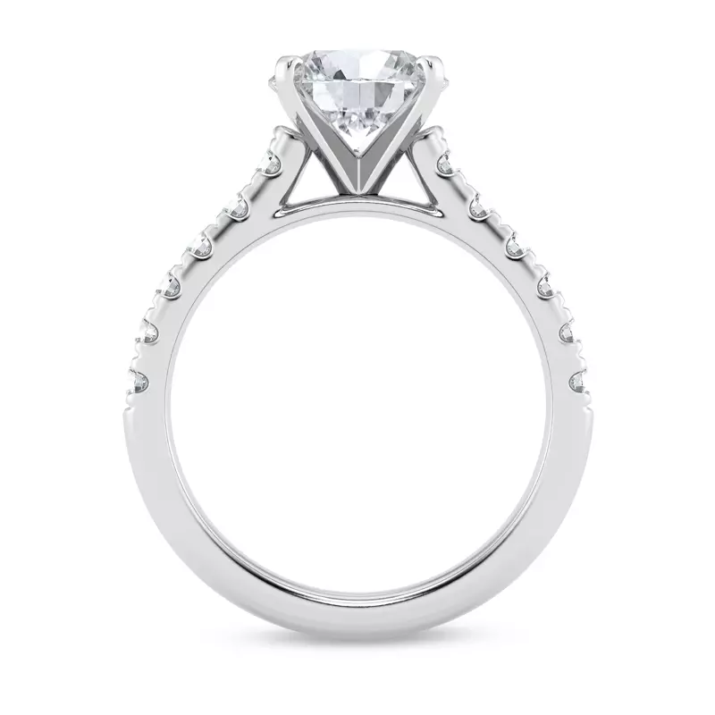 14K White Gold Signature Hearts & Arrows Classic Pavé Cathedral Engagement Ring (.45ct. tw.)