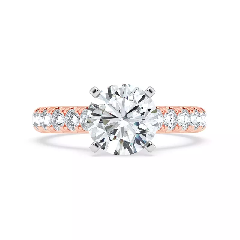 14K Rose Gold Tradition Pavé Cathedral Engagement Ring (.70ct. tw.)