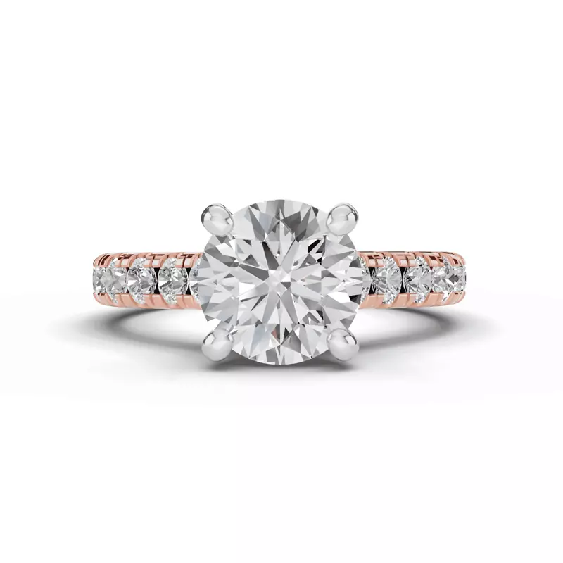 14K Rose Gold Tradition Pavé Cathedral Engagement Ring (.70ct. tw.)