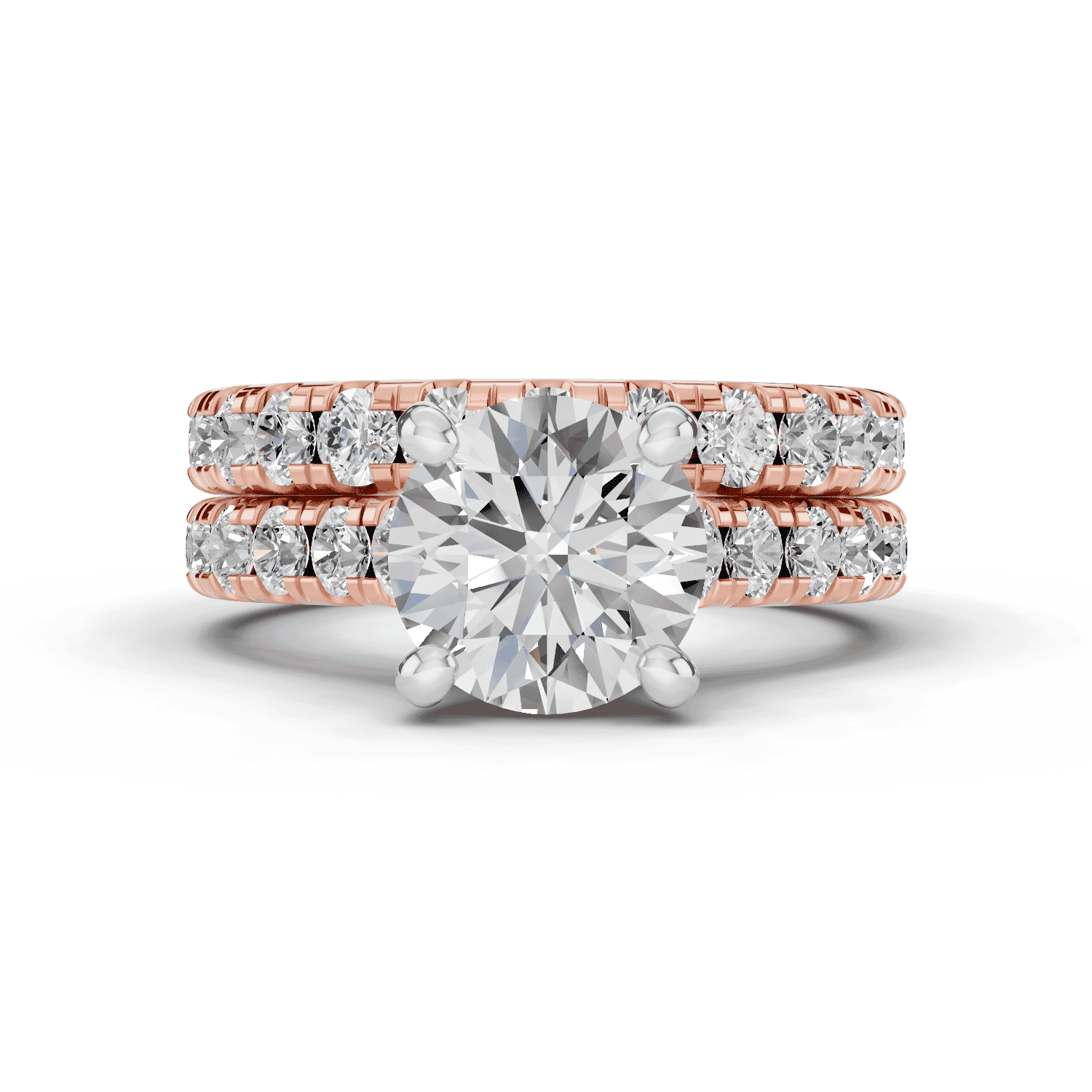 14K Rose Gold Tradition Pavé Cathedral Engagement Ring (.70ct. tw.)