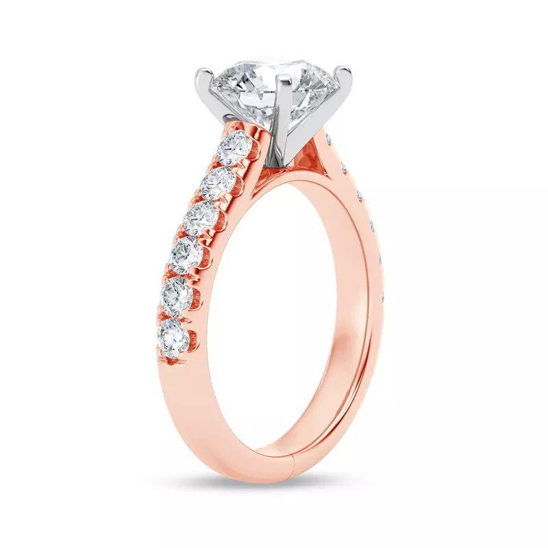 14K Rose Gold Tradition Pavé Cathedral Engagement Ring (.70ct. tw.)
