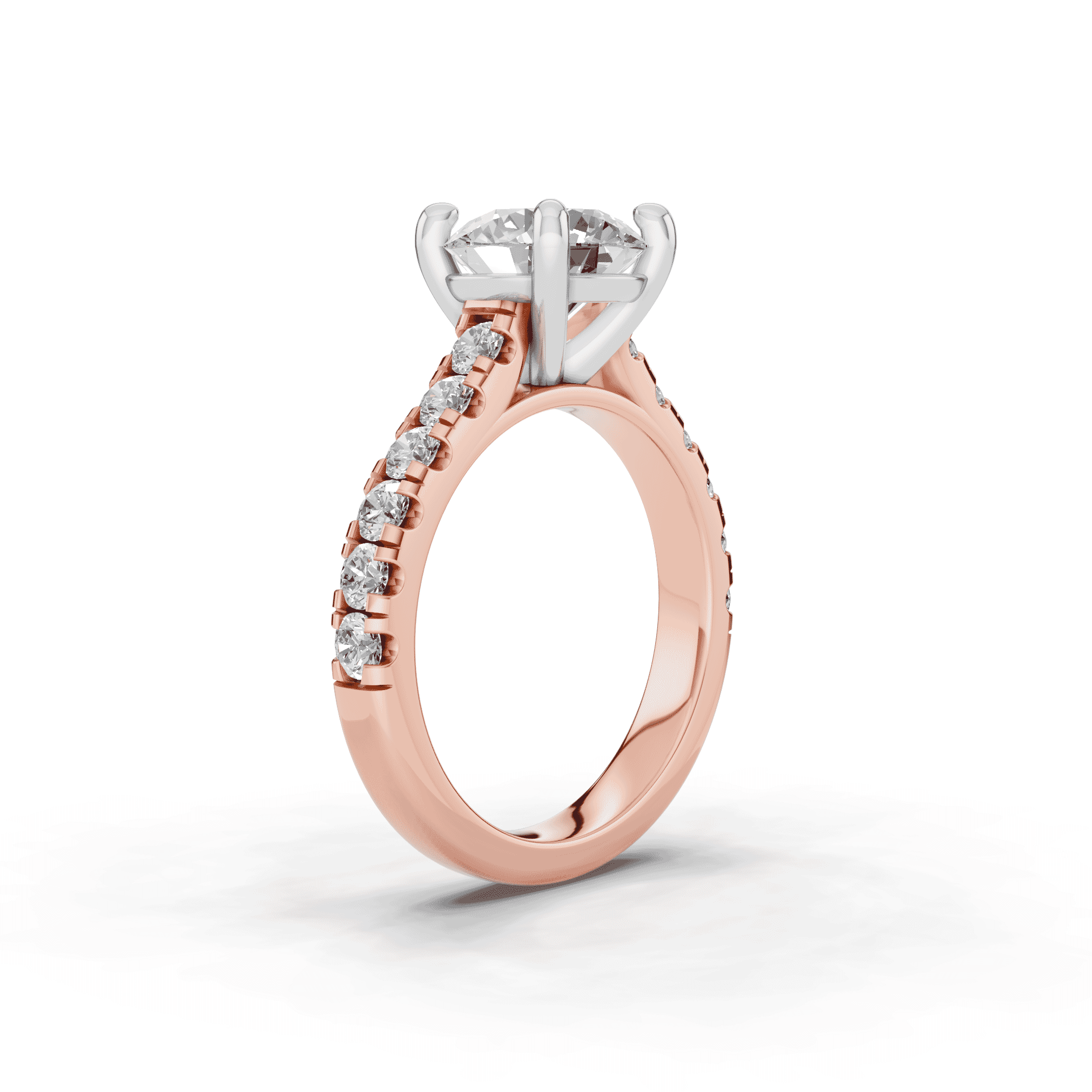 14K Rose Gold Tradition Pavé Cathedral Engagement Ring (.70ct. tw.)