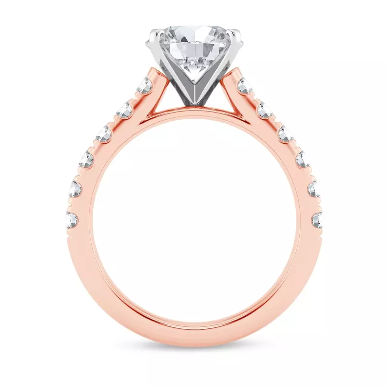 14K Rose Gold Tradition Pavé Cathedral Engagement Ring (.70ct. tw.)