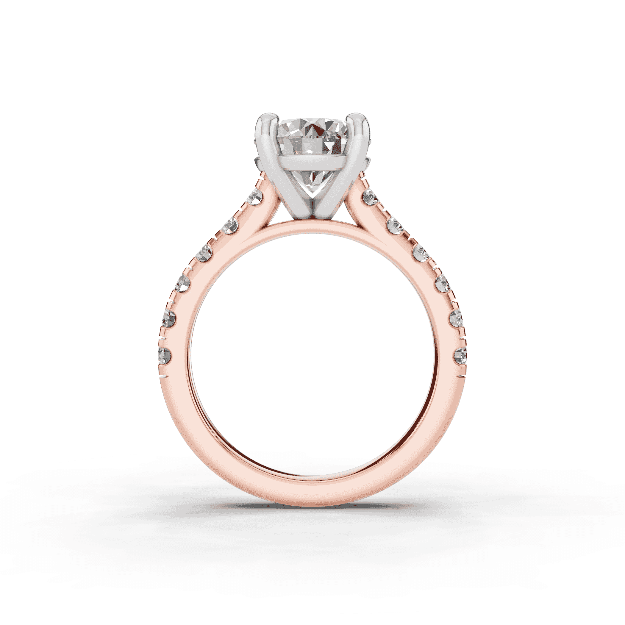 14K Rose Gold Tradition Pavé Cathedral Engagement Ring (.70ct. tw.)
