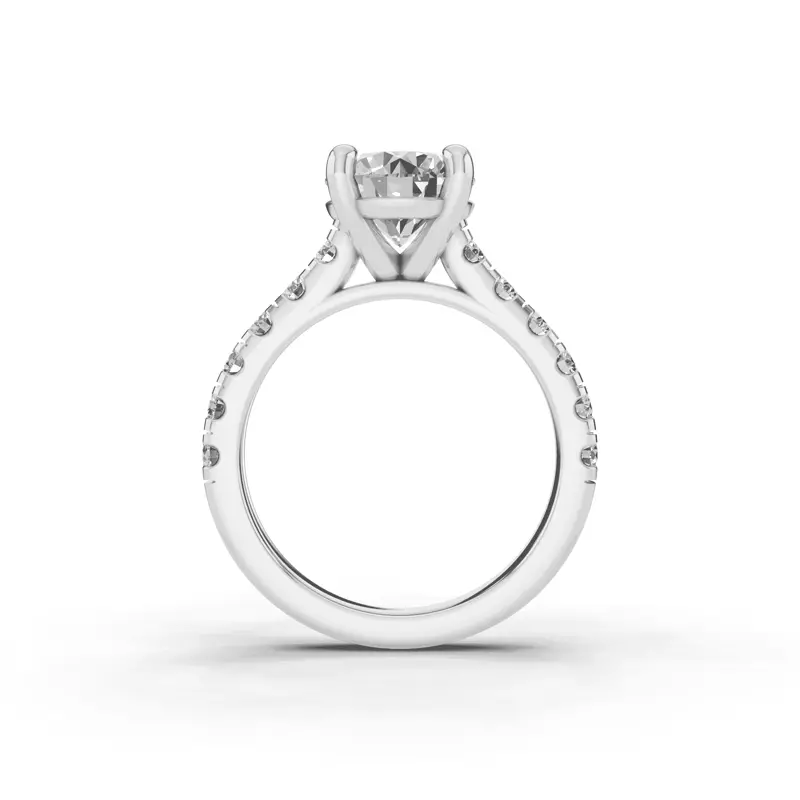 14K White Gold Tradition Pavé Cathedral Engagement Ring (.70ct. tw.)