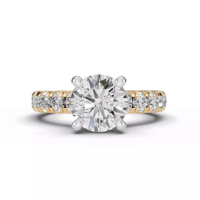 14K Yellow Gold Tradition Pavé Cathedral Engagement Ring (.90ct. tw.)