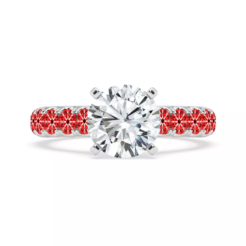 18K White Gold Signature Hearts & Arrows Classic Pavé Cathedral Engagement Ring (.90ct. tw.)