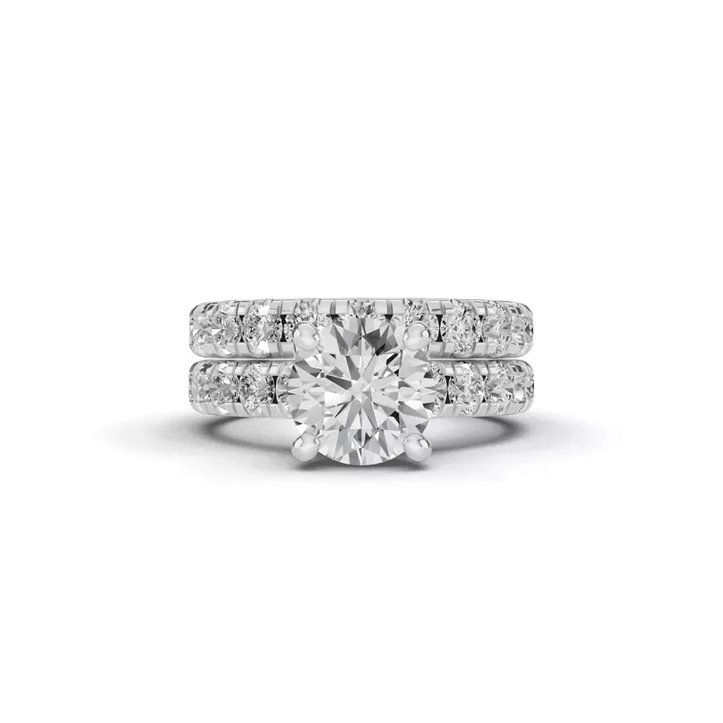 Platinum Signature Hearts & Arrows Classic Pavé Cathedral Engagement Ring (.90ct. tw.)