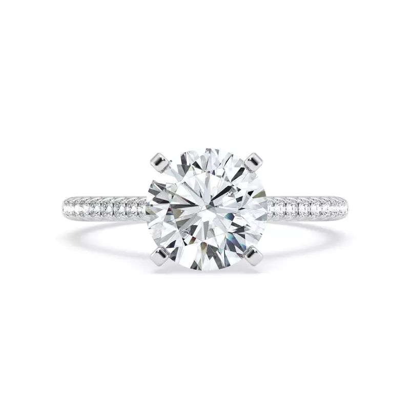 14K White Gold Signature Hearts & Arrows Classic Hidden Halo Cathedral Engagement Ring (1/4ct. tw.)