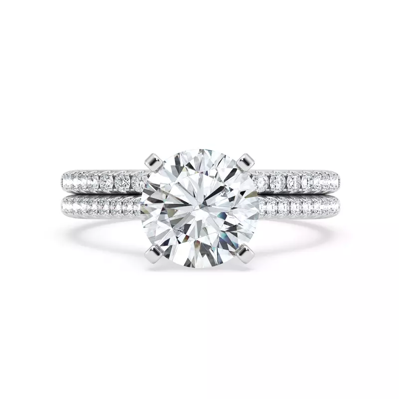 14K White Gold Signature Hearts & Arrows Classic Hidden Halo Cathedral Engagement Ring (1/4ct. tw.)