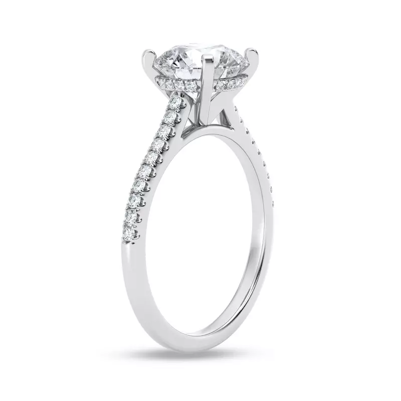14K White Gold Signature Hearts & Arrows Classic Hidden Halo Cathedral Engagement Ring (1/4ct. tw.)