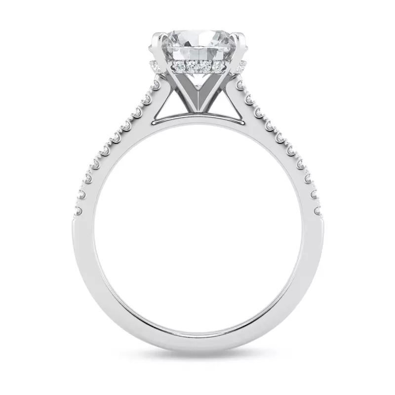 14K White Gold Signature Hearts & Arrows Classic Hidden Halo Cathedral Engagement Ring (1/4ct. tw.)
