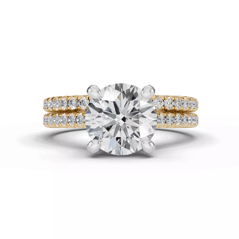 14K Yellow Gold Tradition Hidden Halo Cathedral Pavé Engagement Ring (.30ct. tw.)