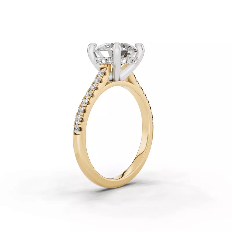 14K Yellow Gold Tradition Hidden Halo Cathedral Pavé Engagement Ring (.30ct. tw.)