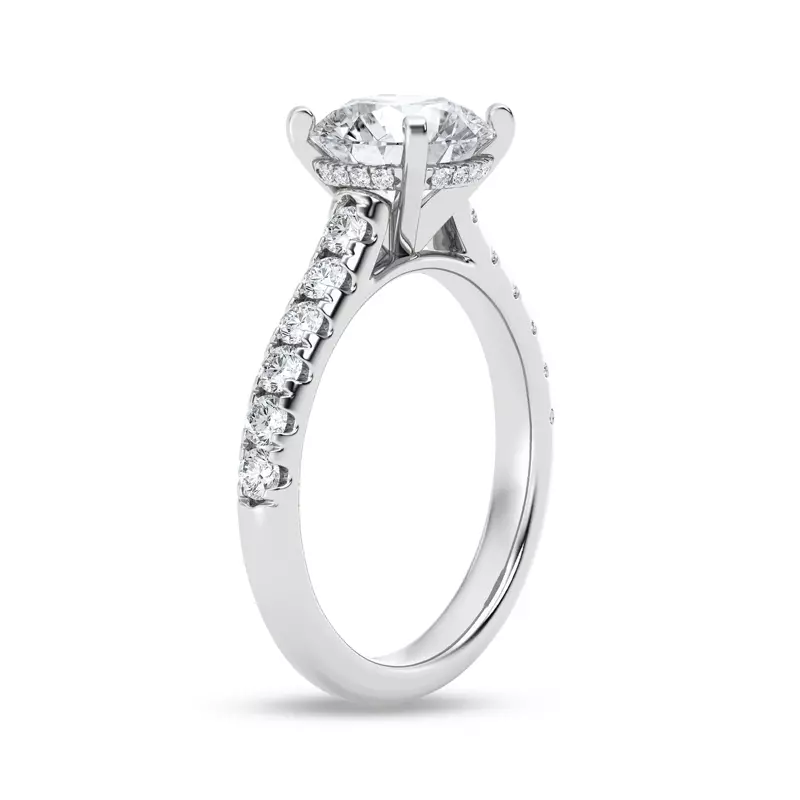 18K White Gold Tradition Hidden Halo Cathedral Pavé Engagement Ring (.55ct. tw.)