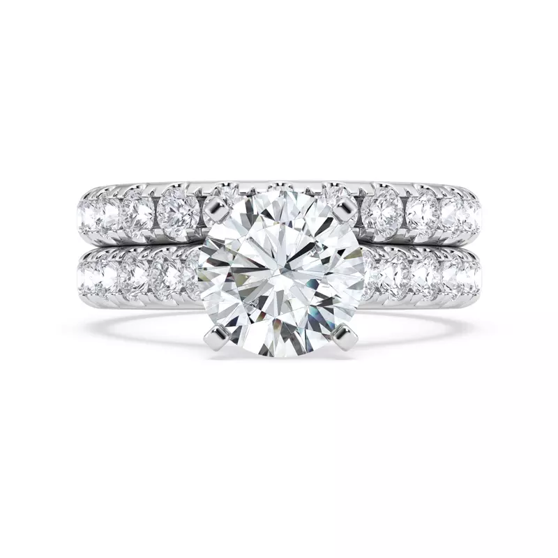 14K White Gold Tradition Hidden Halo Cathedral Pavé Engagement Ring (.80ct. tw.)