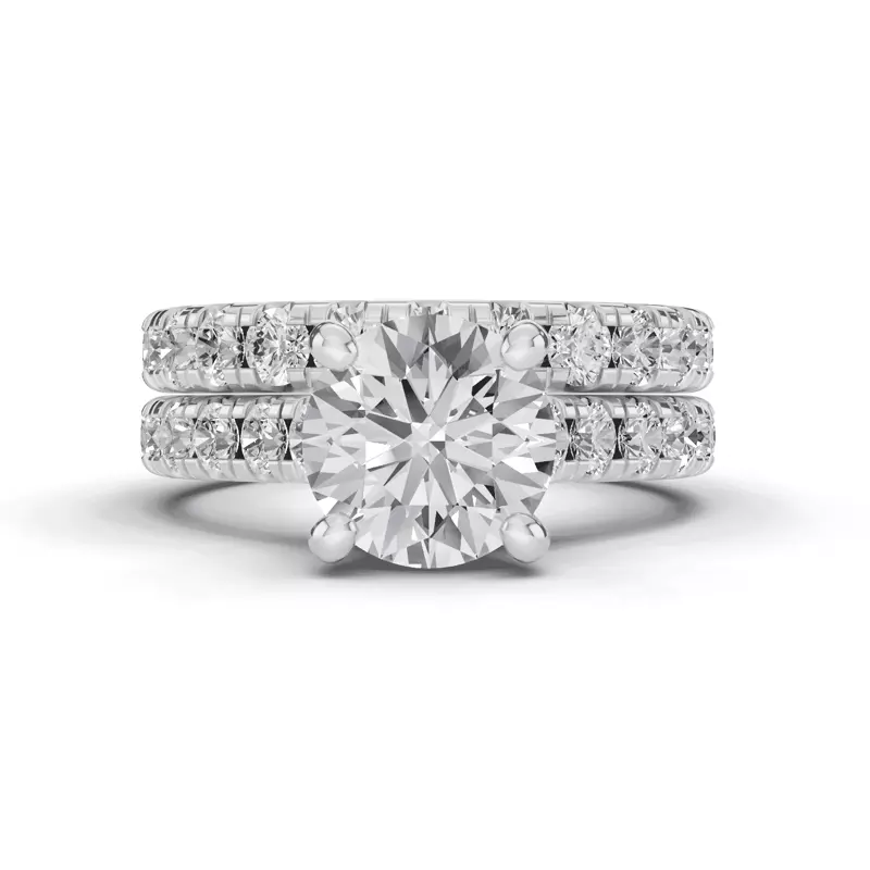 14K White Gold Tradition Hidden Halo Cathedral Pavé Engagement Ring (.80ct. tw.)