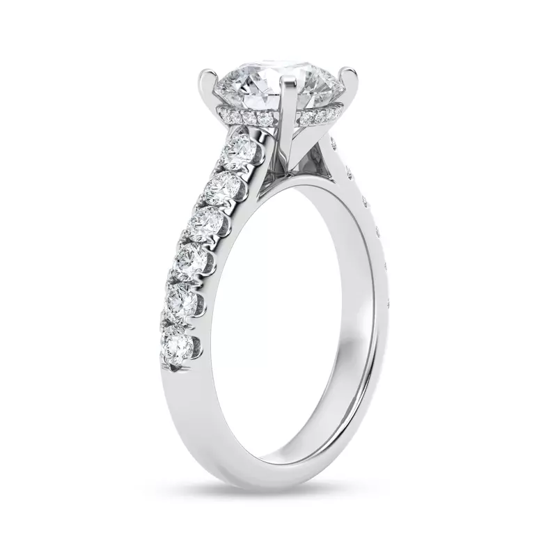 14K White Gold Tradition Hidden Halo Cathedral Pavé Engagement Ring (.80ct. tw.)