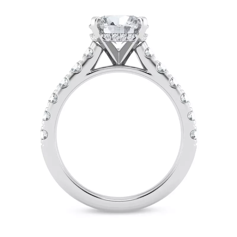 14K White Gold Tradition Hidden Halo Cathedral Pavé Engagement Ring (.80ct. tw.)