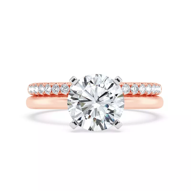 14K Rose Gold Signature Hearts & Arrows Hidden Halo Engagement Ring (2mm)
