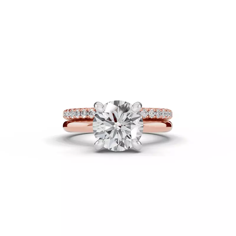 14K Rose Gold Signature Hearts & Arrows Hidden Halo Engagement Ring (2mm)