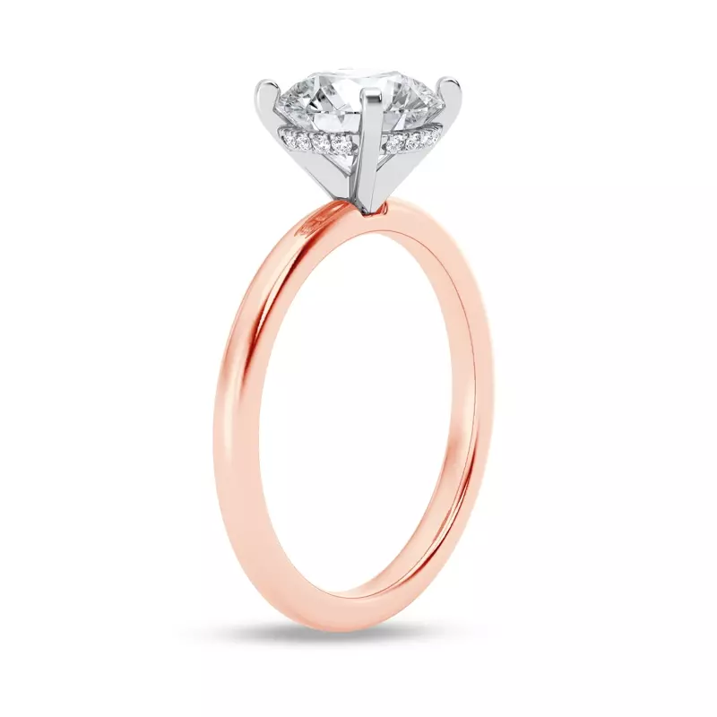 14K Rose Gold Signature Hearts & Arrows Hidden Halo Engagement Ring (2mm)
