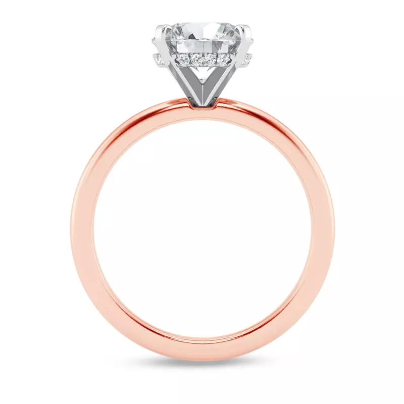 14K Rose Gold Signature Hearts & Arrows Hidden Halo Engagement Ring (2mm)