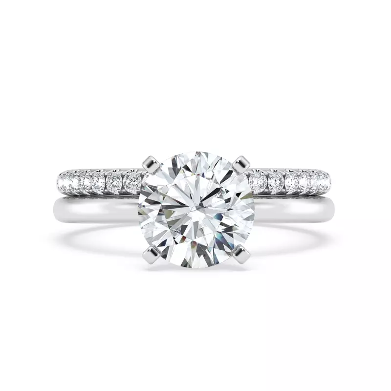 14K White Gold Signature Hearts & Arrows Hidden Halo Engagement Ring (2mm)