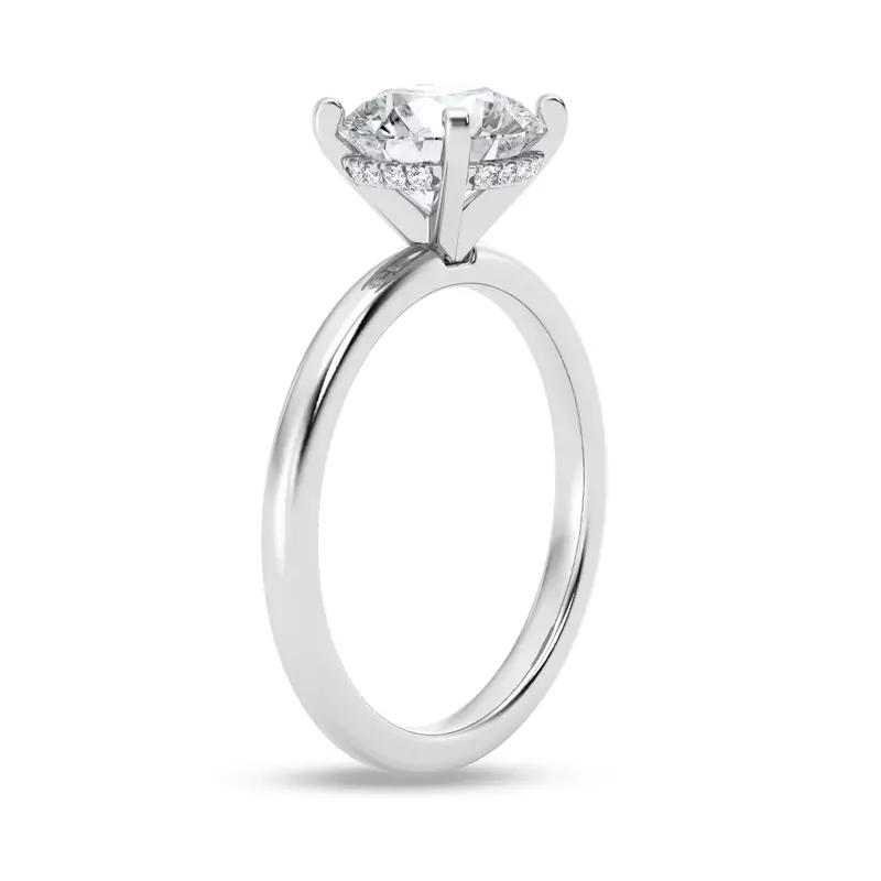 14K White Gold Signature Hearts & Arrows Hidden Halo Engagement Ring (2mm)
