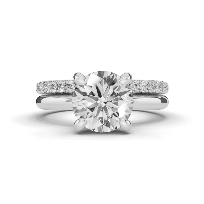 14K White Gold Signature Hearts & Arrows Hidden Halo Engagement Ring (2mm)