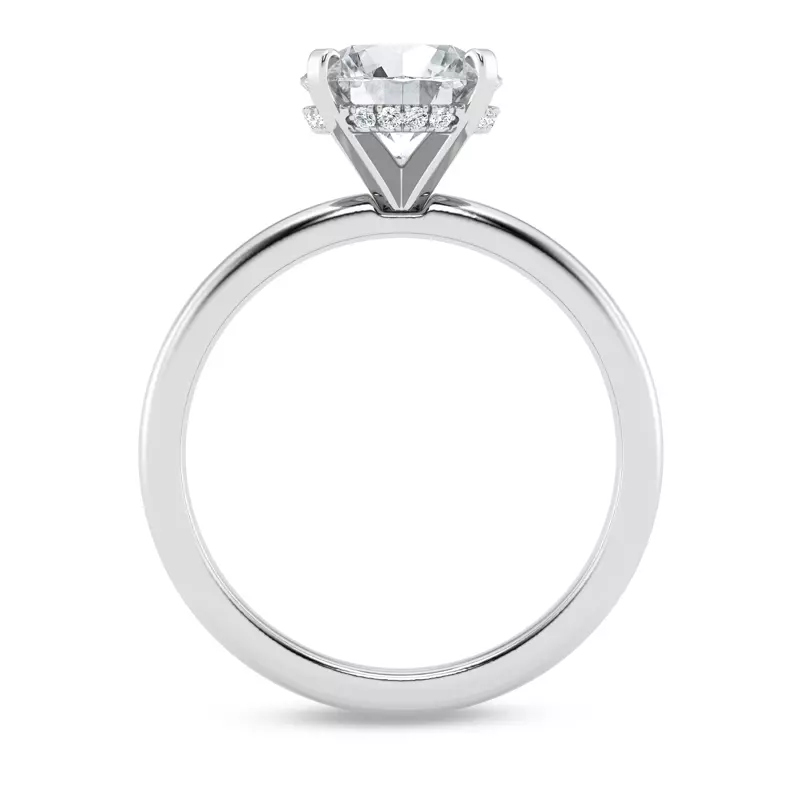 14K White Gold Signature Hearts & Arrows Hidden Halo Engagement Ring (2mm)