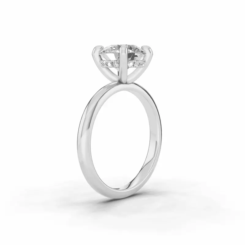 14K White Gold Signature Hearts & Arrows Hidden Halo Engagement Ring (2mm)